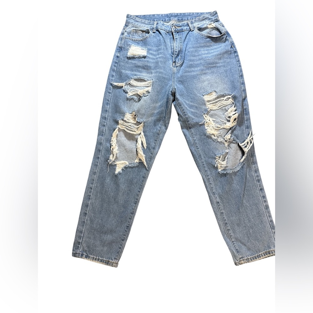 Distressed Blue Jeans